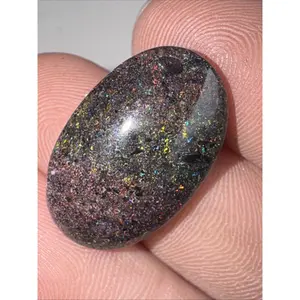 11ct Australian Andamooka Black Matrix Rainbow Opal Gemstone Cabochon 22x14