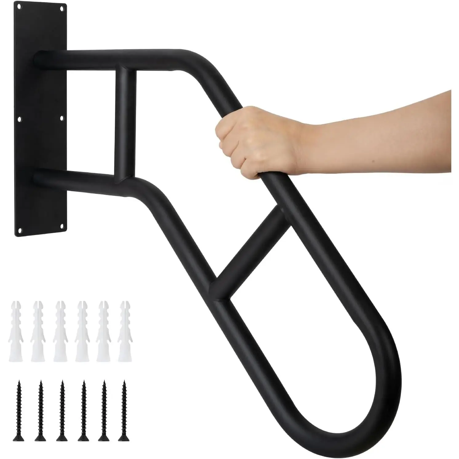 U-Shaped Wall-Mounted Safety Stair Grab Bar, 1-Piece Easy Installation Elderly Safety Handle for Outdoor Porch, Deck, Garage (Tools & Hardware, Mechanical Hardware)