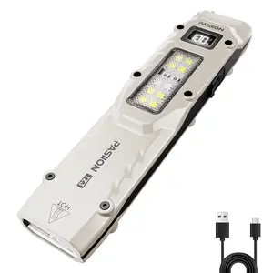 Portable Rechargeable Flat Flashlight Designed for Everyday Carry, Featuring High Color Value for Women. It Includes a Warning Red Light, UV Light, And a White LED Sidelight, Offering 1500 Lumens And Five Different Light Sources for Outdoor Emergenc