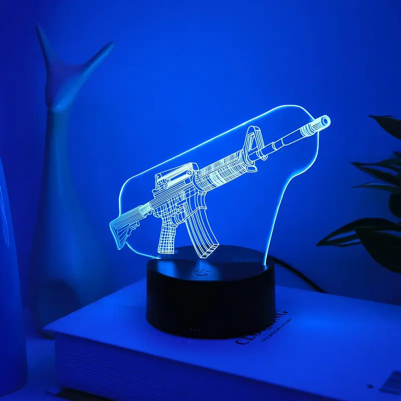 3D Weapon Design Night Light, USB Powered 3D Colorful LED Night Light, Touch Control Color Changing Ambient Light For Bedroom Room Decor, Indoor Decorative Light