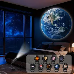 10-Pack Galaxy Projector Moon Earth Lamp Night Light, 360° USB Powered Starry Night Light Tabletop Installation for Romantic Ambiance Bedroom Decor, Perfect for Multiple Scenes Selfie Backgrounds