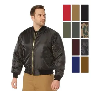Rothco MA-1 Classic Original Men's Bomber Jacket - Ribbed Knit Accents, Nylon Water-Repellent Outer Shell, 5 Pockets, Reversible Orange Polyester Layer, Sizes Up to 10XL, Cold Weather Alternative Outerwear
