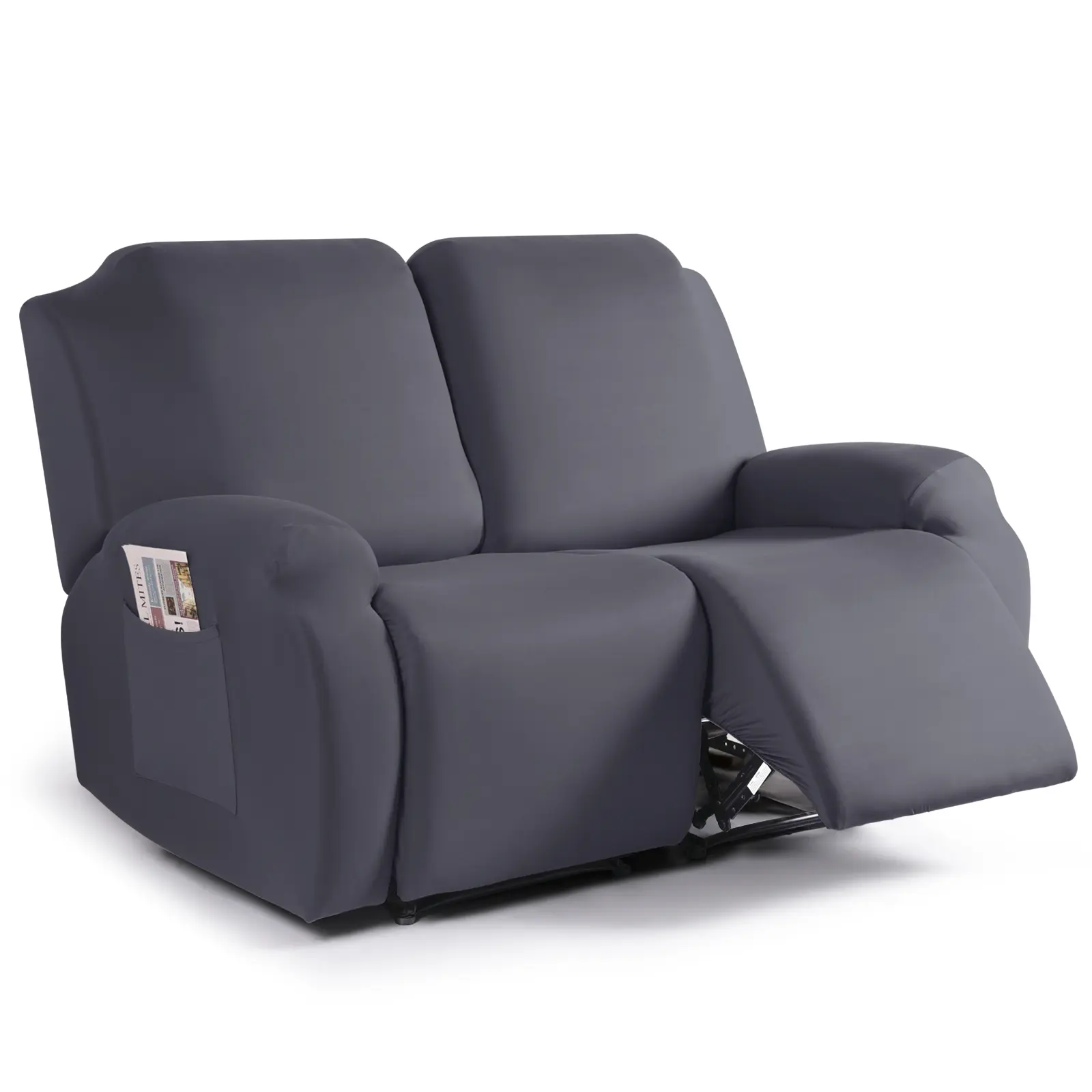 TOCOCO 2-Piece Washable Recliner Loveseat Cover, Soft Polyester Stretch Couch Slipcover with Pockets, Anti-Dirt Pet Furniture Protector