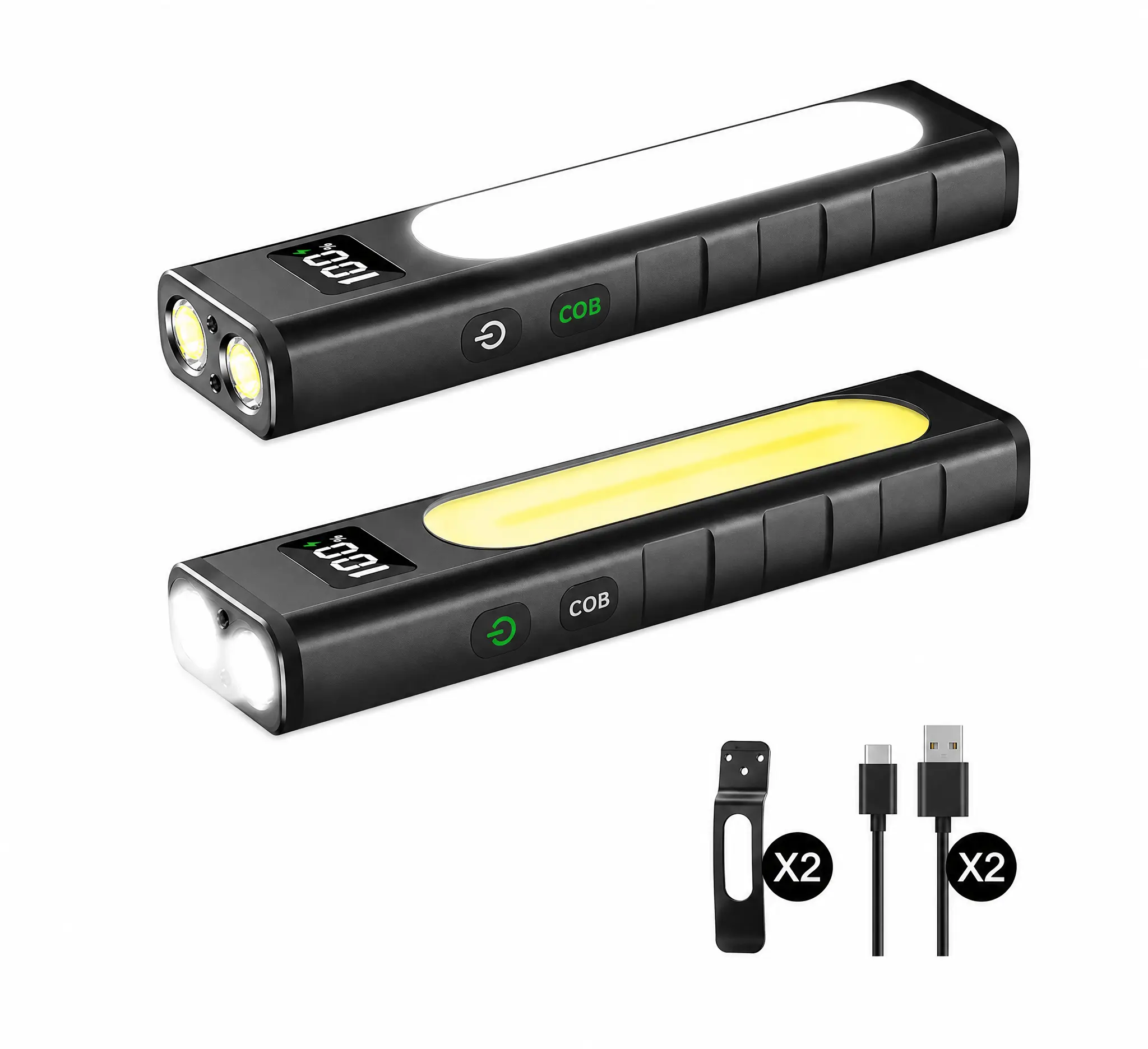 2-Pack Rechargeable Flashlights High Lumens 1800, Flat EDC Flashlight with Magnetic, 11Mode Pocket Flashlight Super Bright, Powerful LED Flashlights, Tactical Flash lights for Home, Camping, Emergency, Work，#SohoChic