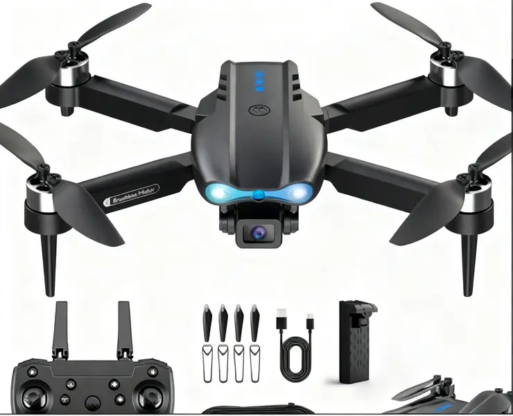 Foldable Brushless Drone with Remote Control, 4K HD PTZ Camera, GPS Positioning, Auto Return Home, Intelligent Avoidance, WiFi FPV, Wind Resistance, Circle Fly, Stunt Flip, Stable Hovering, Easy Operation for Kids (Valentine Gift Option)