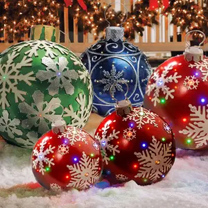 Christmas Ornament Ball Outdoor Pvc 60CM Inflatable Decorated Ball PVC Giant Big Large Balls Xmas  Decorations Toy Ball Balloon Light vertical  christmas