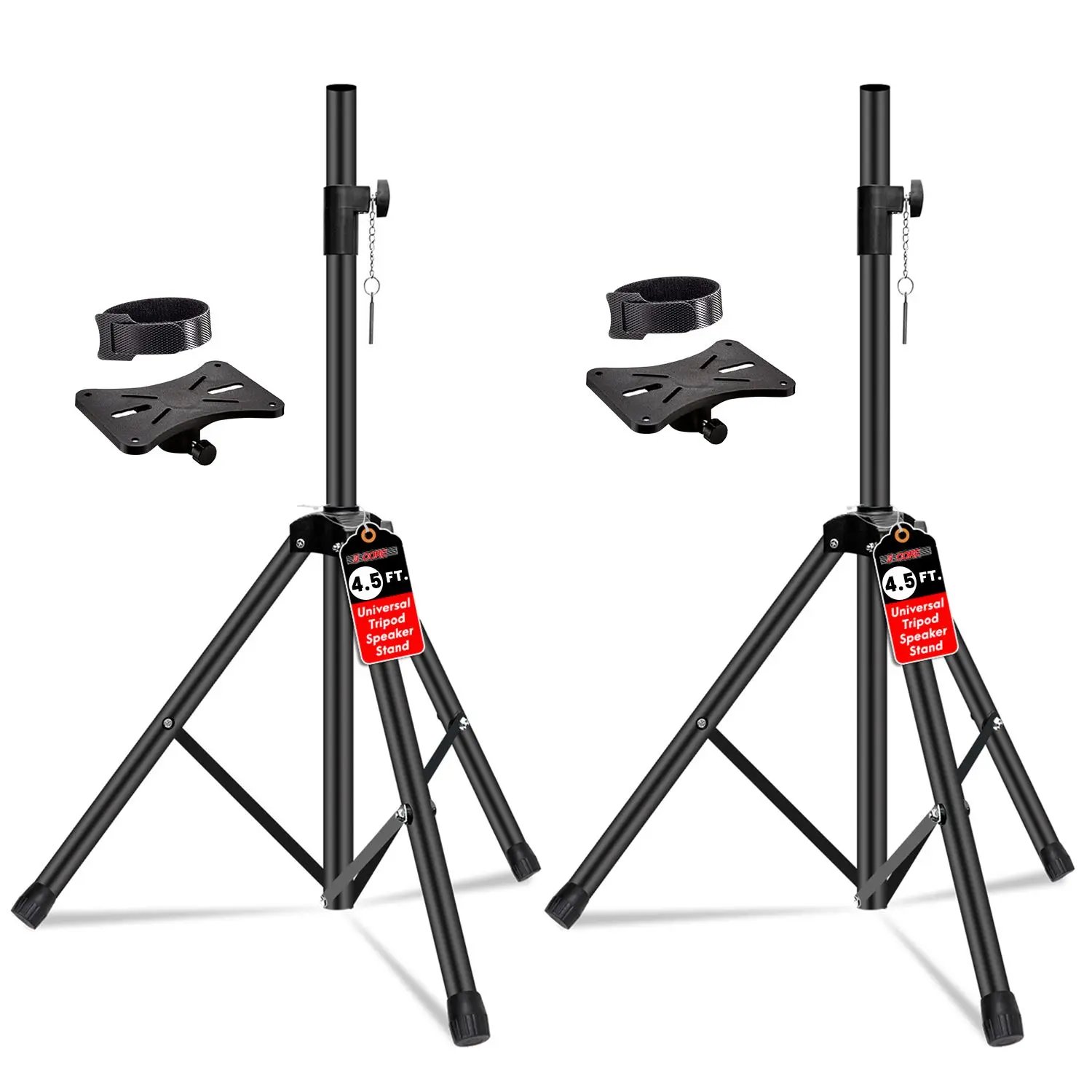 5 Core Pair Pack Steel Speaker Support Stands - Portable, 2x 35mm Insert Mounting Brackets & Mounts, 31-54in Height Adjust, 132Lbs Capacity for PA Speakers, 1x Carry Bag