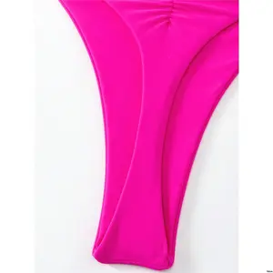 Thong Pleated Solid Swim Basics Summer Beach Detail Swimwear