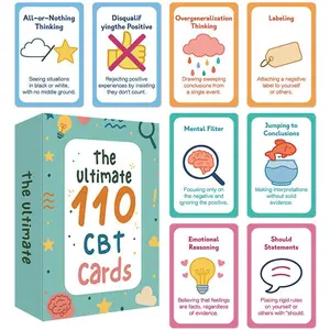 Ultimate 110 CBT mental health cards, a Portable therapeutic tool for counseling and self-help, visual aids for emotional health and stress relief