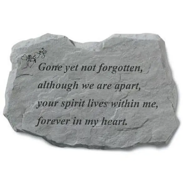 212 MAIN Personalized Garden Stone - Engraved "Gone Yet Not Forgotten" Text, Weatherproof Cast Stone Memorial, 16in x 11in Rough Texture Outdoor Patio Wall Mount Decor