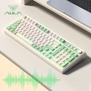 AULA S99 Key Full-Size Tri-Mode Bluetooth/2.4GHz/USB-C Gaming Keyboard, RGB Backlit, Media Knob, Mechanical Feel Compatible with PC, Mac, and Xbox S99 Keyboard  Fixed Keycaps & Switches (Non-Replaceable)