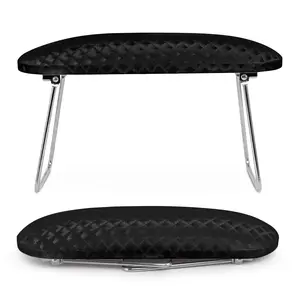 Nail Arm Rest Cushion, Professional Hand Rest for Nails Tech Black, Microfiber Leather Nail Rest Stand for Acrylic Nails Folding Hand Holder for Nails Pedicure Salon Home Use