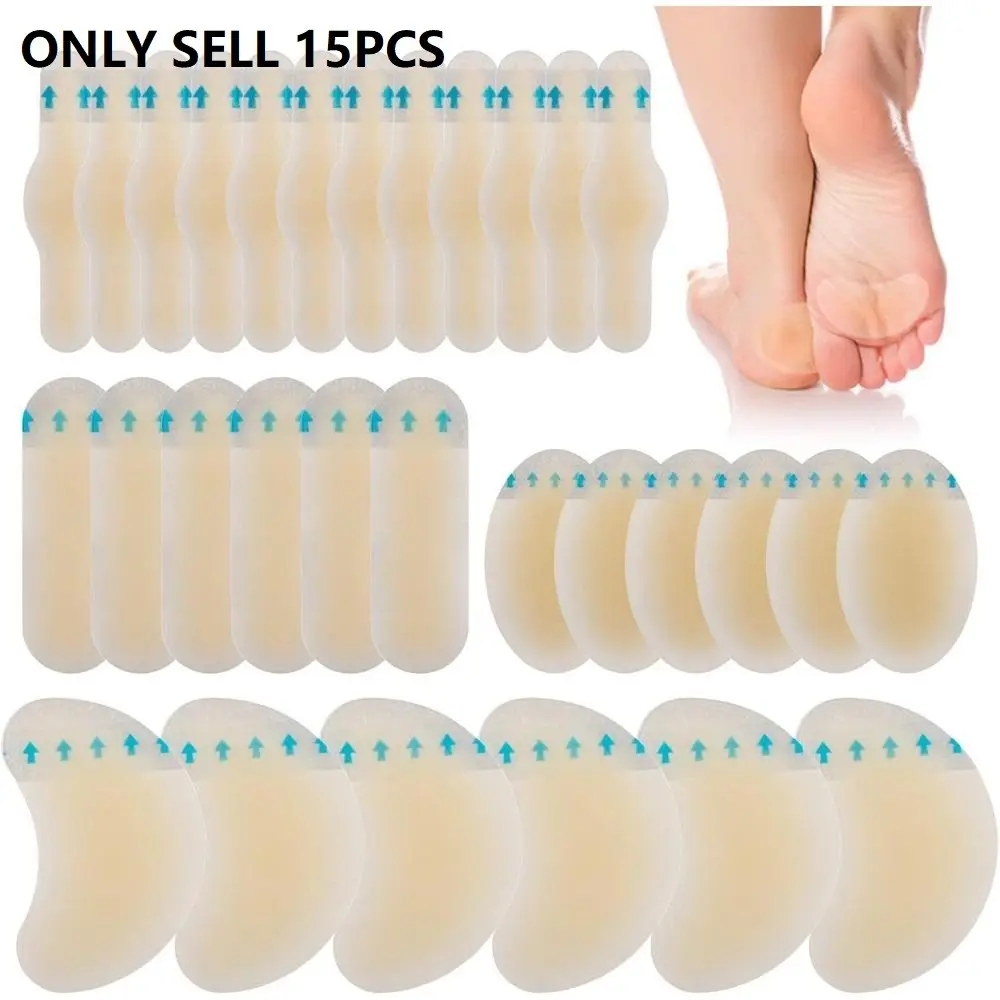 15pcs Blister Plasters for Feet, Blister Plasters Heel, Blister Gel, Foot Care, Invisible Blister Plasters Bandages Waterproof Blister Protector Feet Blister Cushion Plaster for Heel Foot Toe Daily Foot Protection