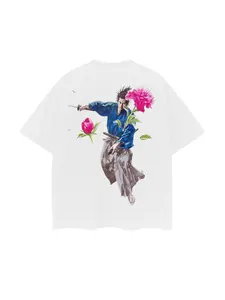 Vagabond "Slash the Flowers" Heavyweight Vintage Tee 100% Cotton OVERSIZED Anime T-shirt Menswear Top Tshirt Streetwear Casual Round Neck White Crewneck Tropical Operator Shortsleeve Fathersdaygift