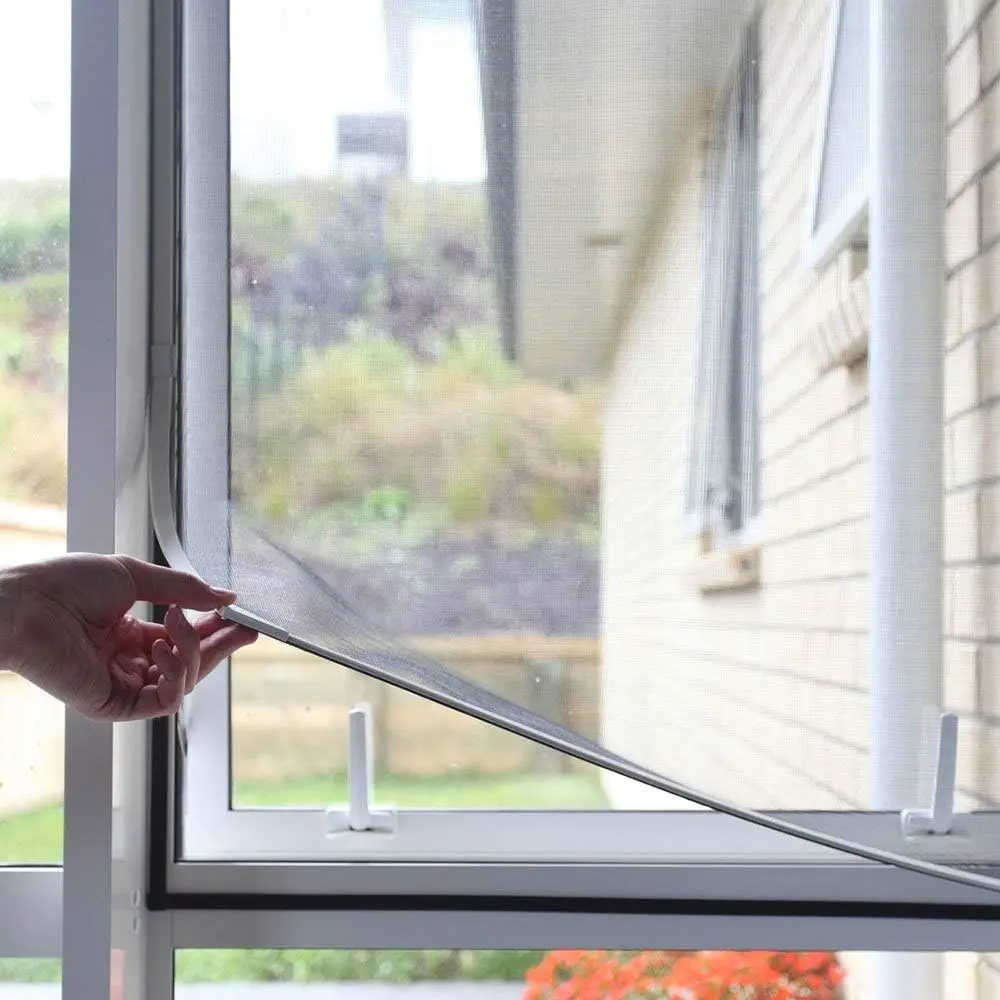 Adjustable DIY  Window Screen Max 55InchH x 36InchW Fits Any Size Smaller with White Frame Fiberglass Mesh