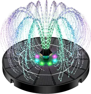Solar Fountain for Bird Bath Colorful Lights Automatic Cycle 3.5W Solar Water Fountain Outdoor Garden 2200mAh Battery