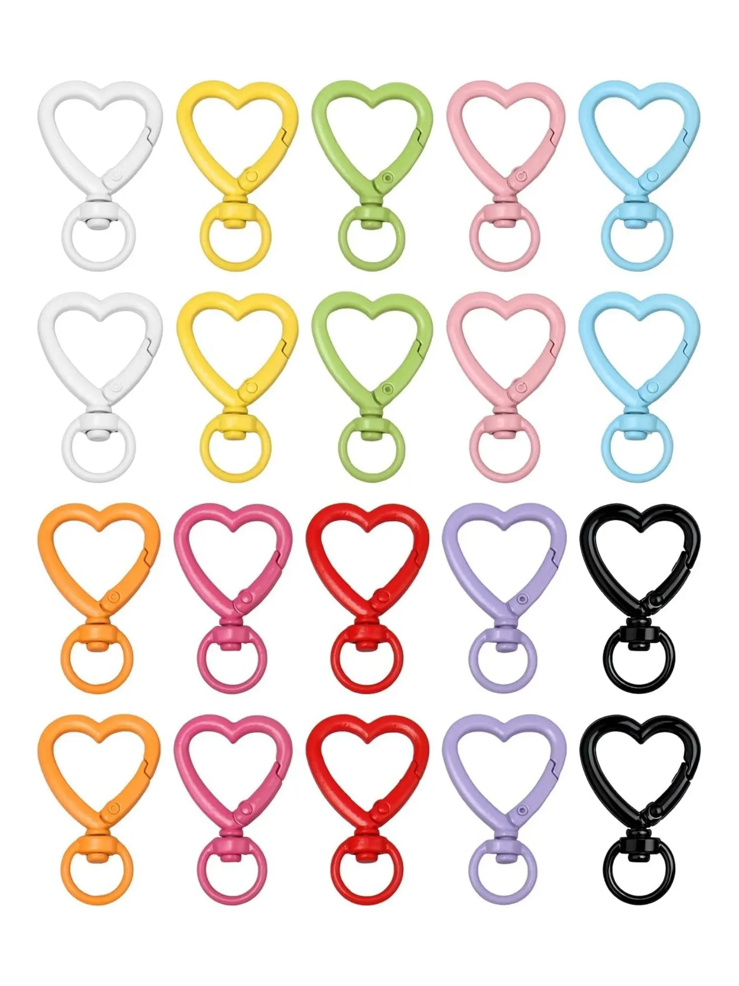 24/40 Counts Heart Keychain Clip with Swivel Clasps Hooks Cute Silver Heart Shaped Carabiner Clasp Zinc Alloy Snap Keychain Hook Backpack Clips for Handbag Bag Accessory DIY Making Hanging Buckle
