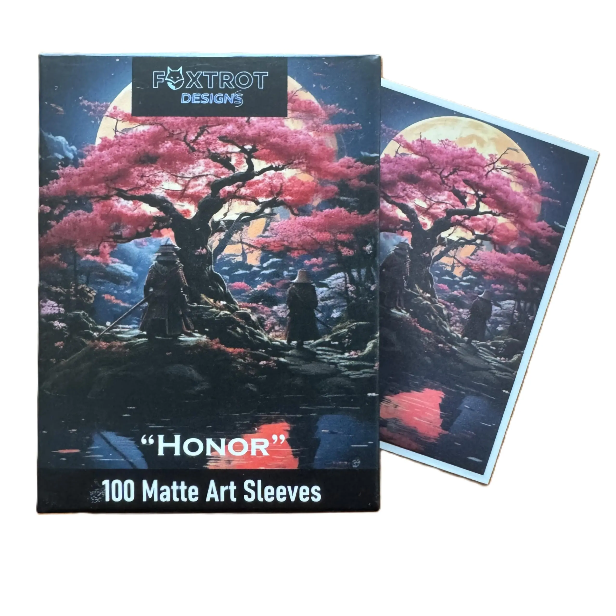 Foxtrot Designs Samurai-Honor TCG Art Card Sleeves for Magic & Other Games, Matte Textured Back, 100 Count