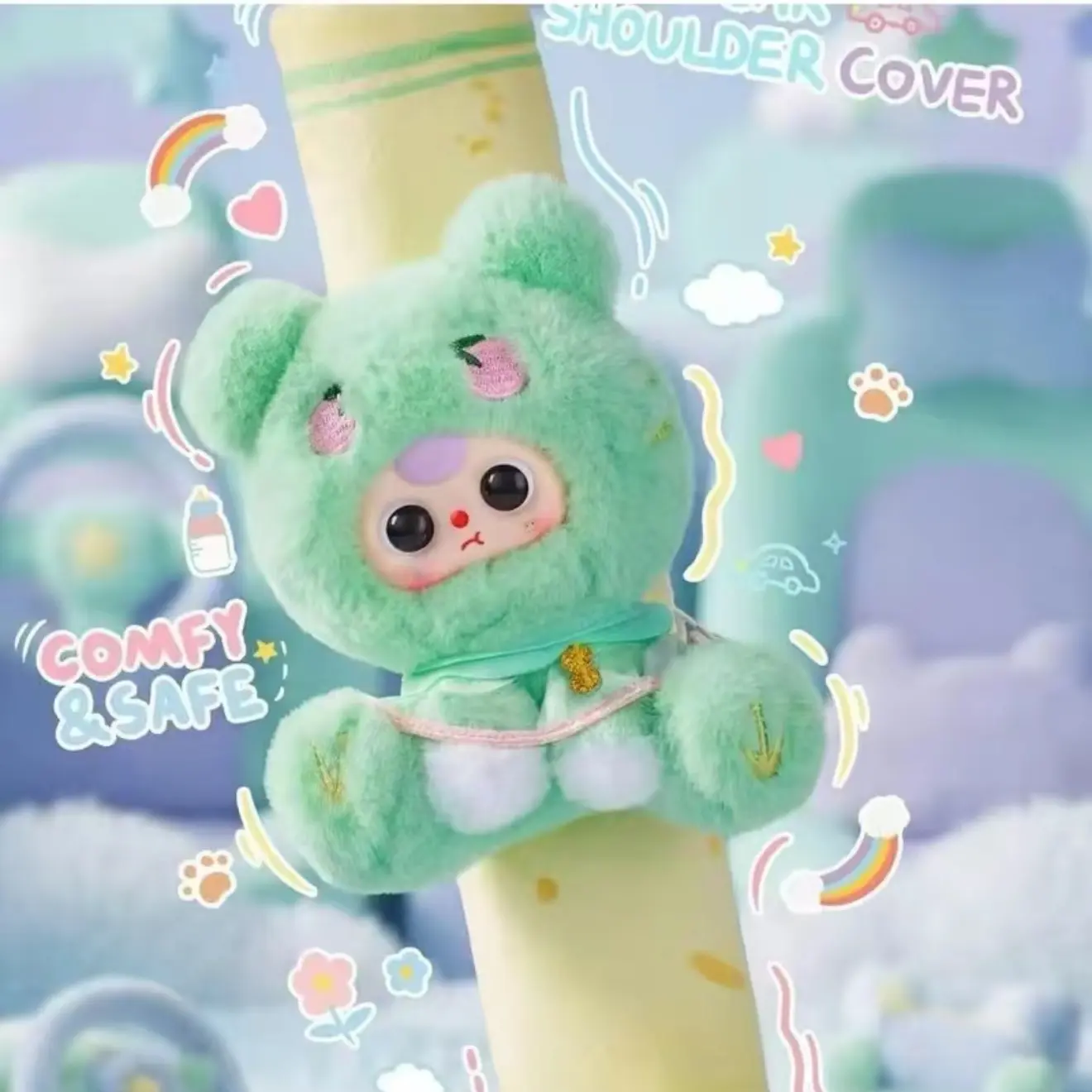BB3- SEATBELT PLUSH  COVER BLIND BOX .Bunny Plush Dolls，Soft Furry Collectibles，Backpack or clothing decoration，Stuffed Animal