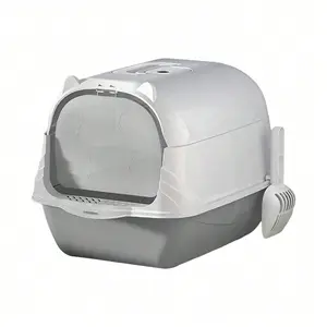 Fully Enclosed Cat Litter Box with Hood, Handle & Front Flap – Leak-Proof, High Sides, Trap Litter Inside, Odor Control, Perfect for Indoor, Apartment, Multi-Cat Homes