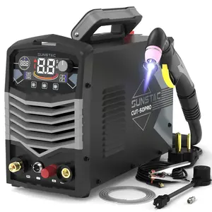 Sunstac CUT-50PRO High Frequency Plasma Cutter 50Amp | Non-Touch Pilot Arc, Large LCD, 110/220V Dual Voltage, 4/5" Clean Cut | IGBT Inverter Metal Cutting Machine