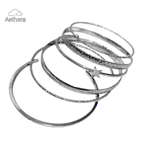6 PCS Adjustable Star Bangle Set Chic Bracelets Fashion Wirst Jewelry for Party