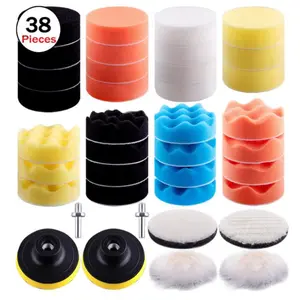 38 Pieces Car Polishing Pad Set,Including 3 Inch Buffing Pads,Foam Polish Pads,Polisher Attachment for Drill,Christmas Party Gifts,Hand Tools Kits