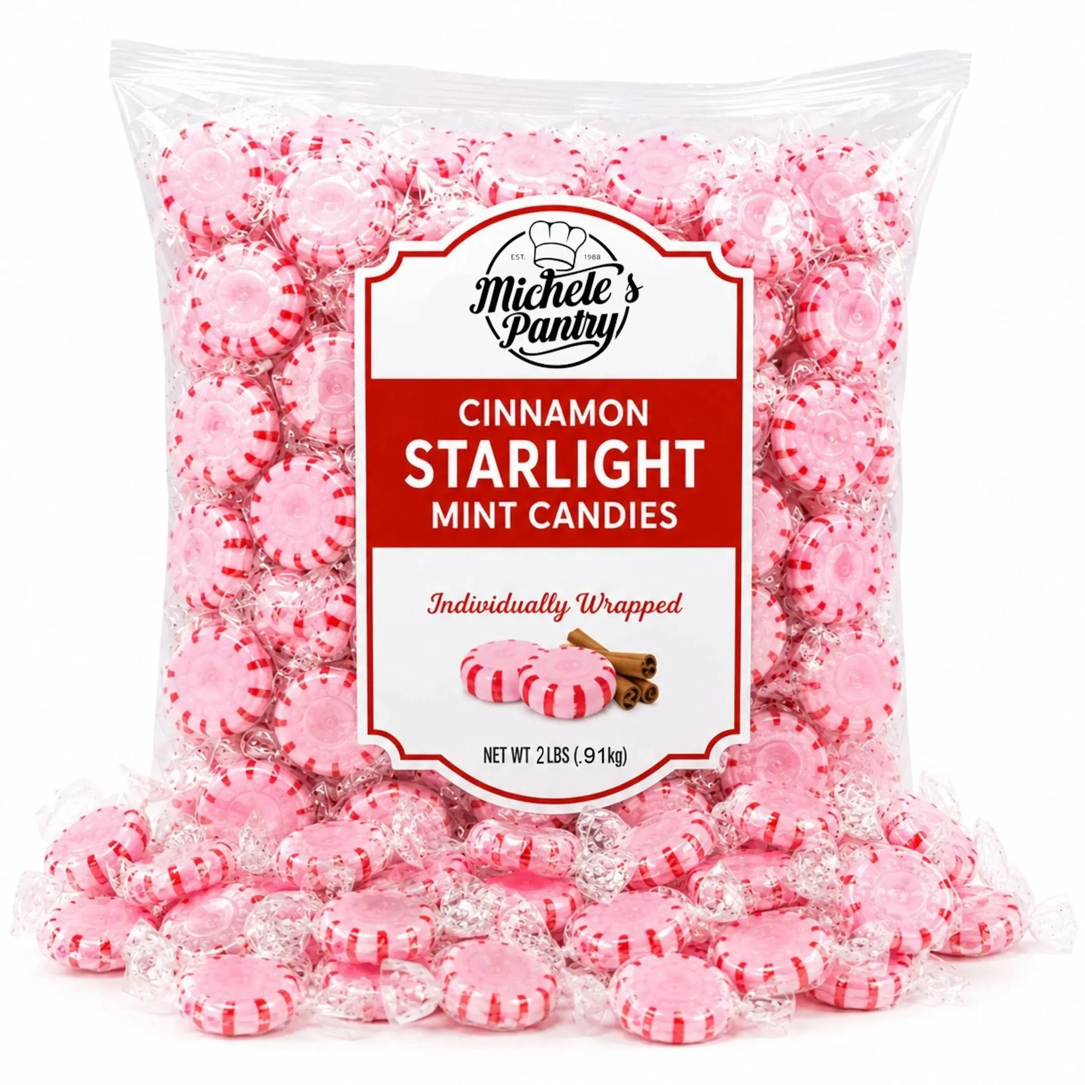 Michele's Pantry Cinnamon Starlite Mints Bulk Wrapped Candy 2 lbs