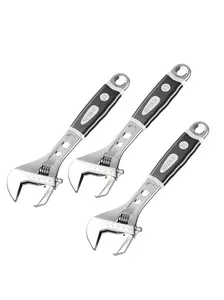 AIRAJ 3-piece adjustable wrench set, 8", 10", and 12" multifunctional wide-opening plumbing wrenches with laser markings, rubber-coated handles for non-slip grip and wear resistance