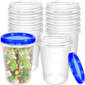 12pcs Set Spiral Lid Freezer Storage Boxes, Stackable Reusable Plastic Food Containers, Sealed Twist Cap Design for Soup Jelly Sauce, Food Storage Kit, Reusable Snack Containers, Plastic Food Jars