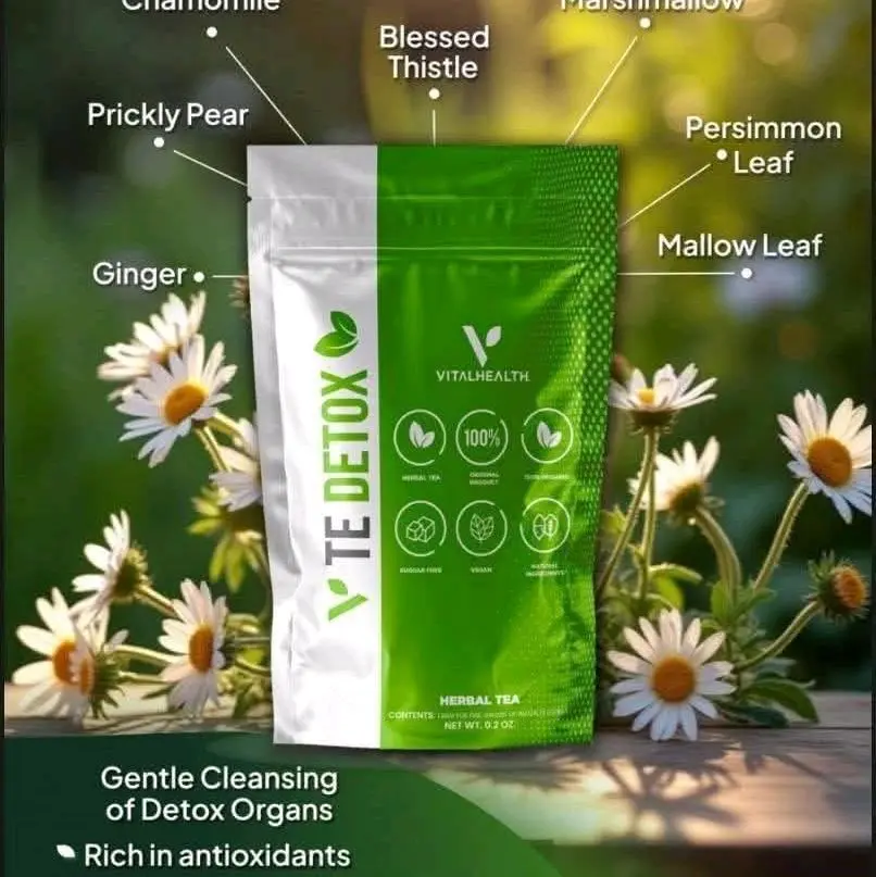 VitalHealth TE DETOX Organic Herbal Tea for 1 Week Supports Concentration Digestive System Immune System Detoxifies Energizes US Product Sugar Free Vegan Natural Ingredients