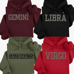Minimalist Zodiac Hoodie – Astrology Sign Crewneck for Men and Women, Aries, Taurus, Gemini, Cancer, Leo, Virgo, Libra, Scorpio Cozy Horoscope Pullover with Bold College Letter Design, Perfect Gift for Zodiac Lovers K44, Halloween, Christmas