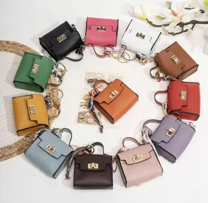 Mini Square Bag Pendant Keychain - High Quality Leather with Colorful Strap, Cute Car Keychain & Bag summervibes