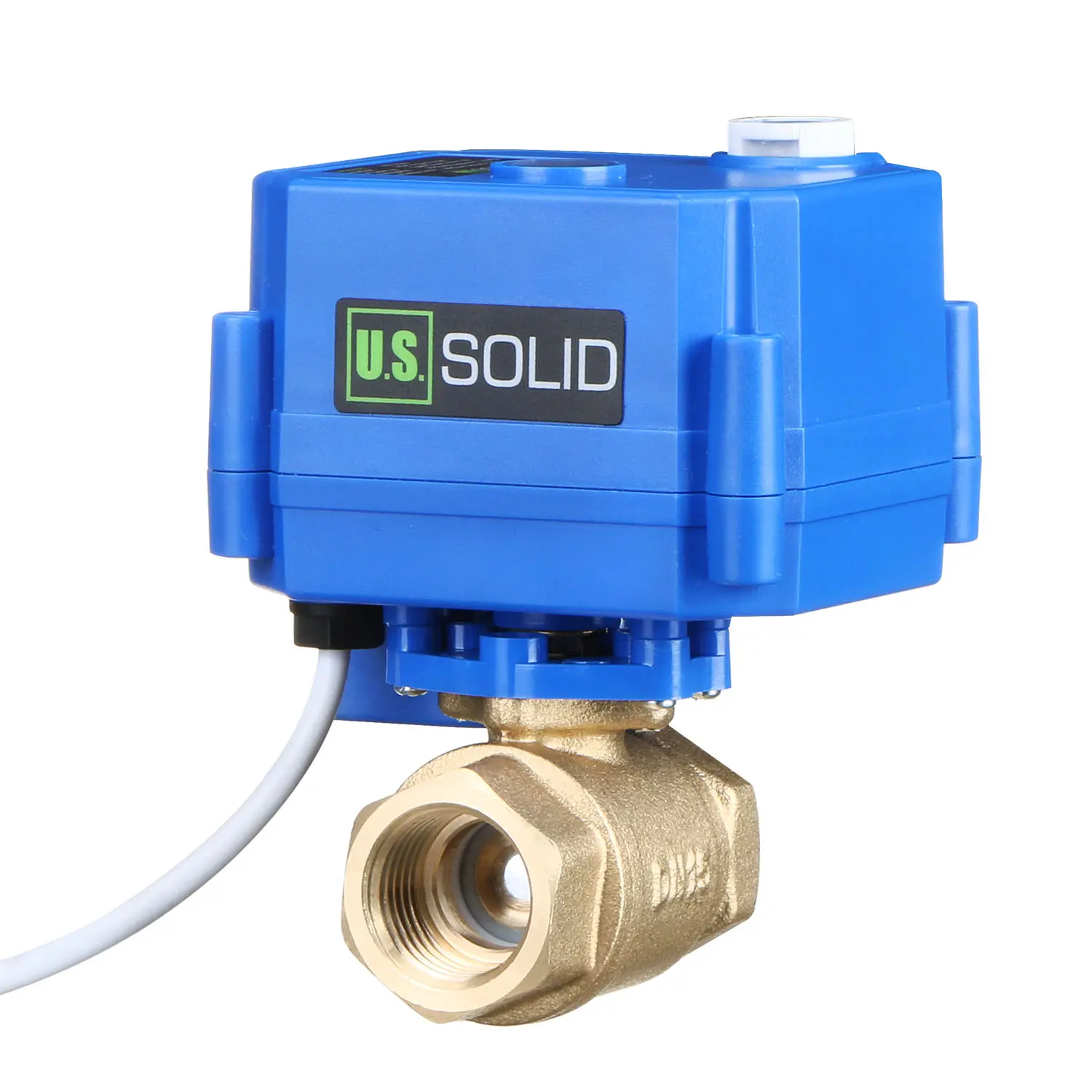 U.S. Solid Motorized Ball Valve 1/2" Brass Manual Function Full Port 9-24V AC/DC 2 Wire Auto Return Setup