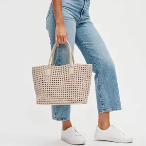 Sol and Selene: Solstice Bag Hand Woven Knot Tote: Nude