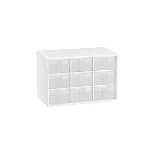 Small Drawer Organizer For Desk  7.1" X 3. 8" 4.6" Mini Desktop With 9 Clear Drawers Plastic Craft Storage Box Office School Home (white)
