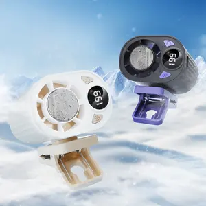 Portable Clip-on Fan with Cold Compress, 199 Speeds Rechargeable Personal Mini Fan, USB-C Charging Wearable Cooling Fan for Waist, Umbrella, Bicycle, Car, Travel, Camping, Outdoor, Strong Wind Small Desk Fan with Digital Display