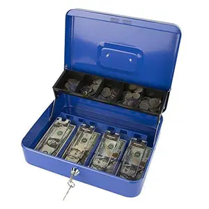 Cash box with money tray and lock, cash box for kids, Locking Cash Box with Lock, Money Box with Cash Tray, Lock Safe Box with Key, Money Savings Organizer, Suitable for cashier box