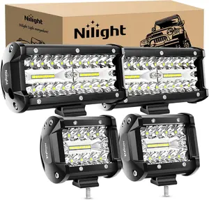 Nilight 2PC 4Inch Triple Row Led Light Pods 60W Flood Spot Combo 6000LM 2Pcs 6.5 Inch 120W Triple Row Light Bar Flood Spot Combo 12000LM Driving Boat Off Road Trucks Lights Underglow Car dealsforyoudays