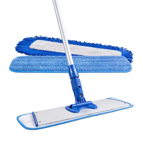 18" Microfiber Cleaning System with Aluminum Handle for Hardwood, Tile, Vinyl | Lightweight Flat Mop | 2 Wet, 1 Dust Pad Included