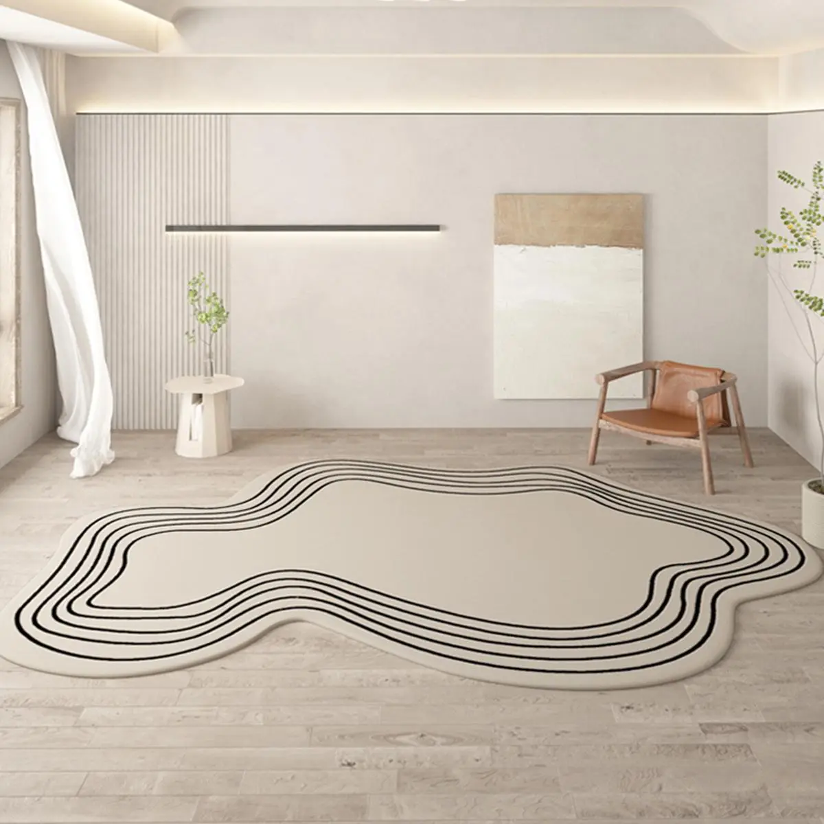 Irregular Line Pattern Carpet, 1 Count Creative Non-slip Soft Floor Mat, Washable Decorative Carpet for Home Living Room Bedroom Hotel, Modern Area Rug, Machine Washable Rugs