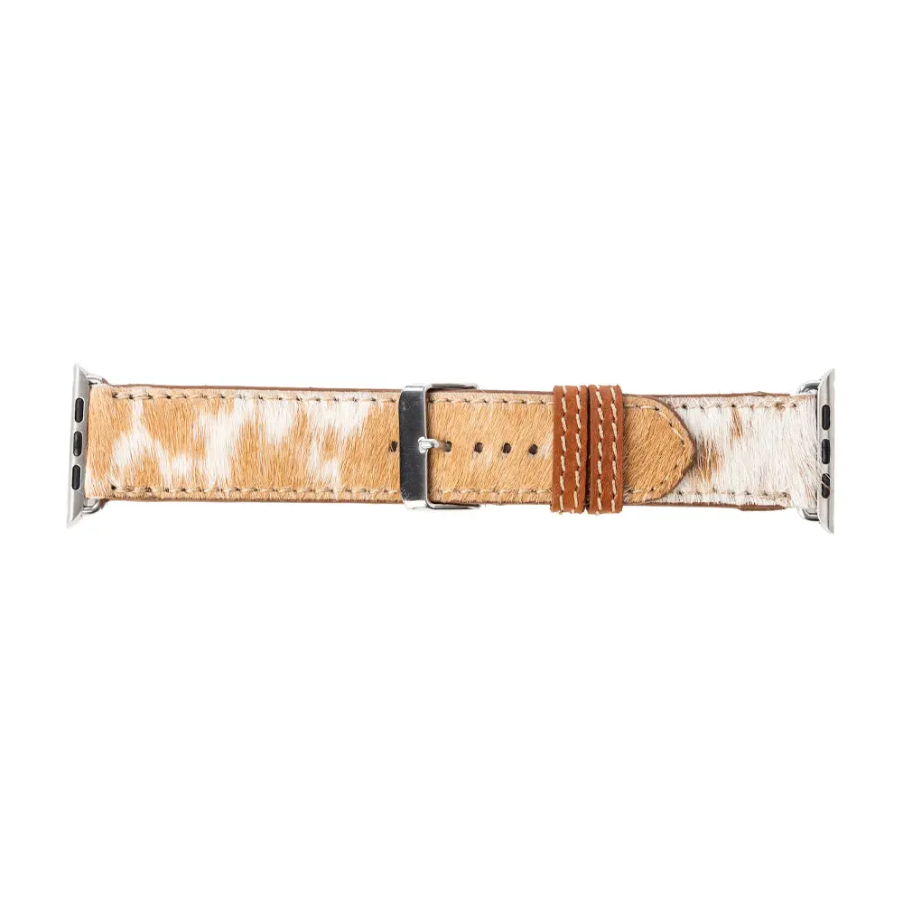 Palomino Plains Adjustable Smartwatch Strap - Western Style Spotted Hair-on Hide Band with Leather Keeper Accent, for Ranch Enthusiasts, Adjustable Strap, Wearable