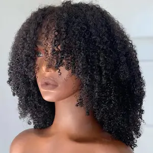 Reshine Premium Human Hair 20 Inch Afro Kinky Curly Wear and Go Glueless Wig 7x5 Swiss Lace Front Pre Plucked Pre Cut HD Lace Closure Wig for Women 180% Density