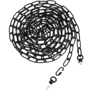 19 Feet Black Chain for Hanging Lamp, Decorative Lighting Fixture, Extension for Pendant Light, Ceiling Fan, Chandelier - Load Capacity 65 Lbs
