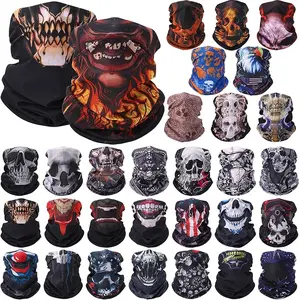 Unisex 30-Pcs Skull Print Seamless Breathable Neck Gaiter - Summer Outdoor Sports Headwear Mask, Bulk Balaclava Head Scarves for Motorcycle, Halloween