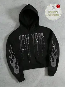 Men's Hooded Sweatshirt, Boxy Fit Hoodie, Short Box Fit, Simple Basic Design, Dual-Layer Cap, Diamond Pattern, Casual All-Season Wear, Unisex Valentine Gift