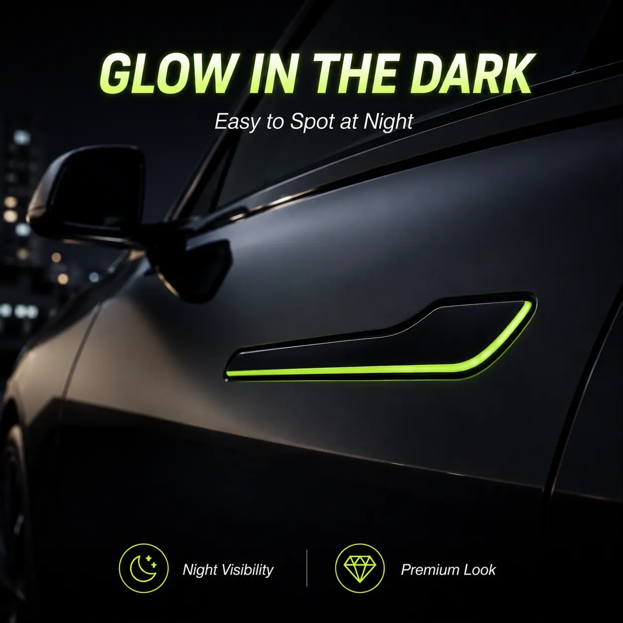 Glow Door Handle Protective Stickers Compatible with Model 3 Model Y, TPU Scratch Guard Cover, Night Glow Car Door Handle Protector, Exterior Accessories