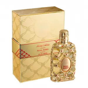 Unisex Amber EDP Spray, 2.7 fl oz (80ml) - Amber Fruity Spiced, Spiced Modern Unisex EDP Fragrances, Patchouli Notes, Luxurious Gold Design, Captivating Fragrance, Long-Lasting Aroma for Everyday Use