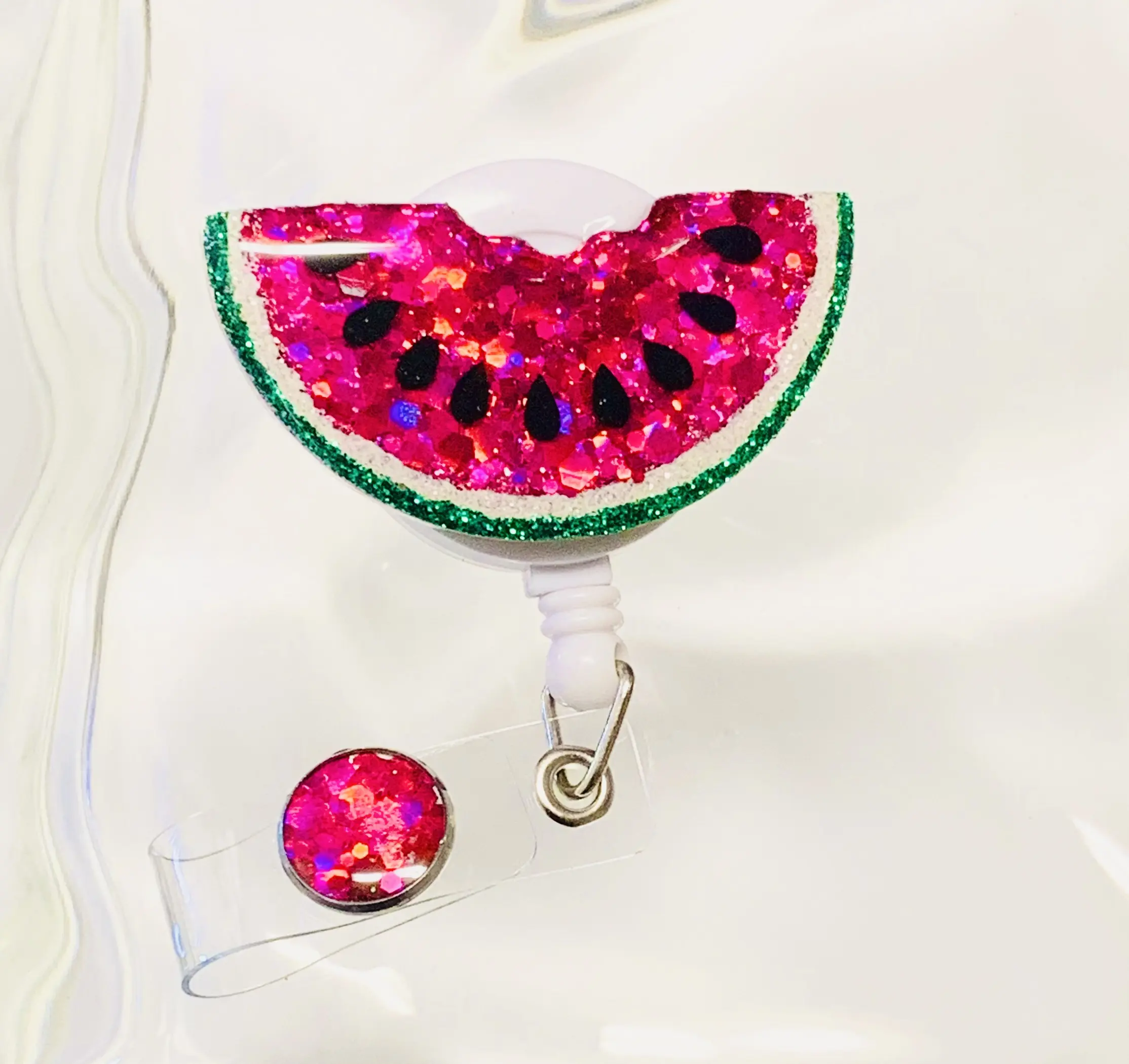 Watermelon Badge Reel Retractable Swivel Alligator Clip 2 Inch Vibrant Colors & Cute Design for Office Professionals & Students
