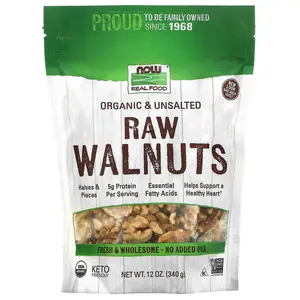 NOW Foods Real Food, Organic Raw Walnuts, Unsalted, 12 oz (340 g)
